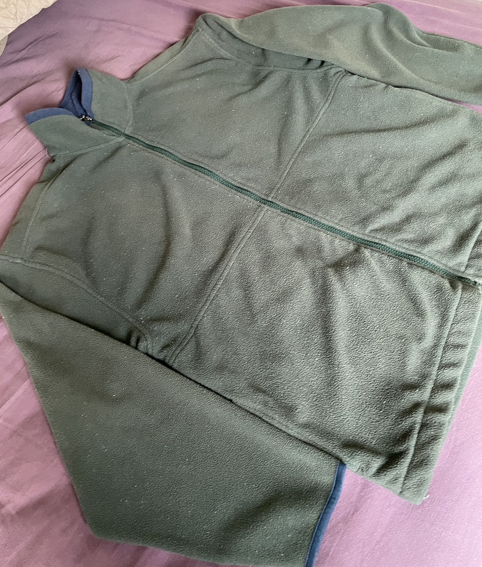 Fleece Fall Light Winter Jacket - Olive Green - Unisex - Small-medium