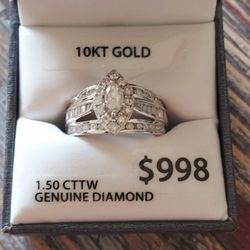 10kt white gold 1.50 cttw genuine diamond ring