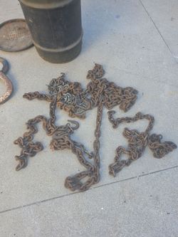 Vintage chains Vintage horse shoe Vintage  big container