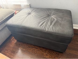Black grayish faux Leather ottoman