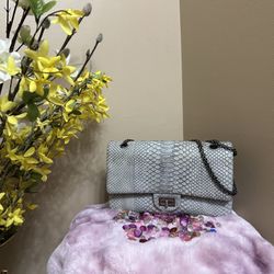 Chanel 2.55 Python Jumbo Double Flap With Gunmetal Hardware