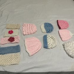 Handmade crochet Baby hats and bandannas $8 each