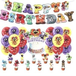    inspired Smiling Critters Birthday Party Supplies Balloon Banner Backdrop  Cake Topper Party and more