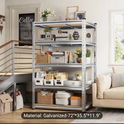 72" Garage Shelving Heavy Duty Storage Shelves 2000LBS Garage Shelves 5 Tier Metal Storage Shelving Unit Adjustable Garage Storage Shelves For Craft W