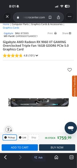 Gigabyte AMD Radeon RX 9060 XT 16GB Graphics Card