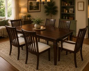 Dark Wood Dining Table with 6 Chairs