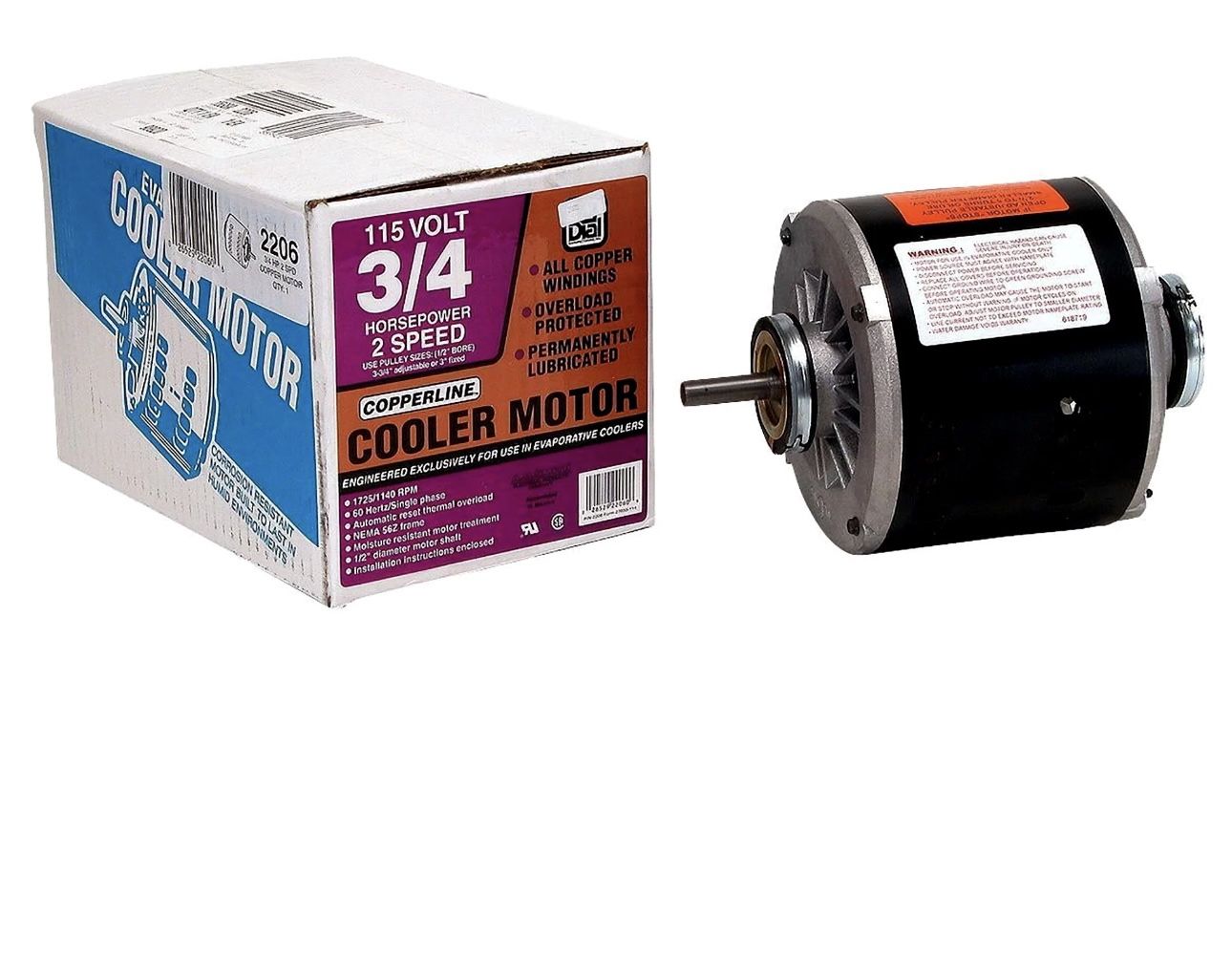 Dial Manufacturing 2206 3/4HP 115V 2 Speed Evaporative Cooler Motor