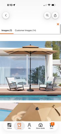 9 ft. x 5 ft. Metal Market Tilt Double Top Patio Umbrella in Tan

$70
