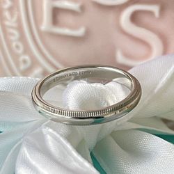 Tiffany Together Milgrain Band Ring in Platinum, 3mm Wide NEW $1500