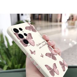 for Samsung Galaxy S23 Ultra Case, for Galaxy S23 Ultra Case Flowers Butterfly Anti Slip Shockproof Flexibility Soft Silicone Protector Phone for Sams