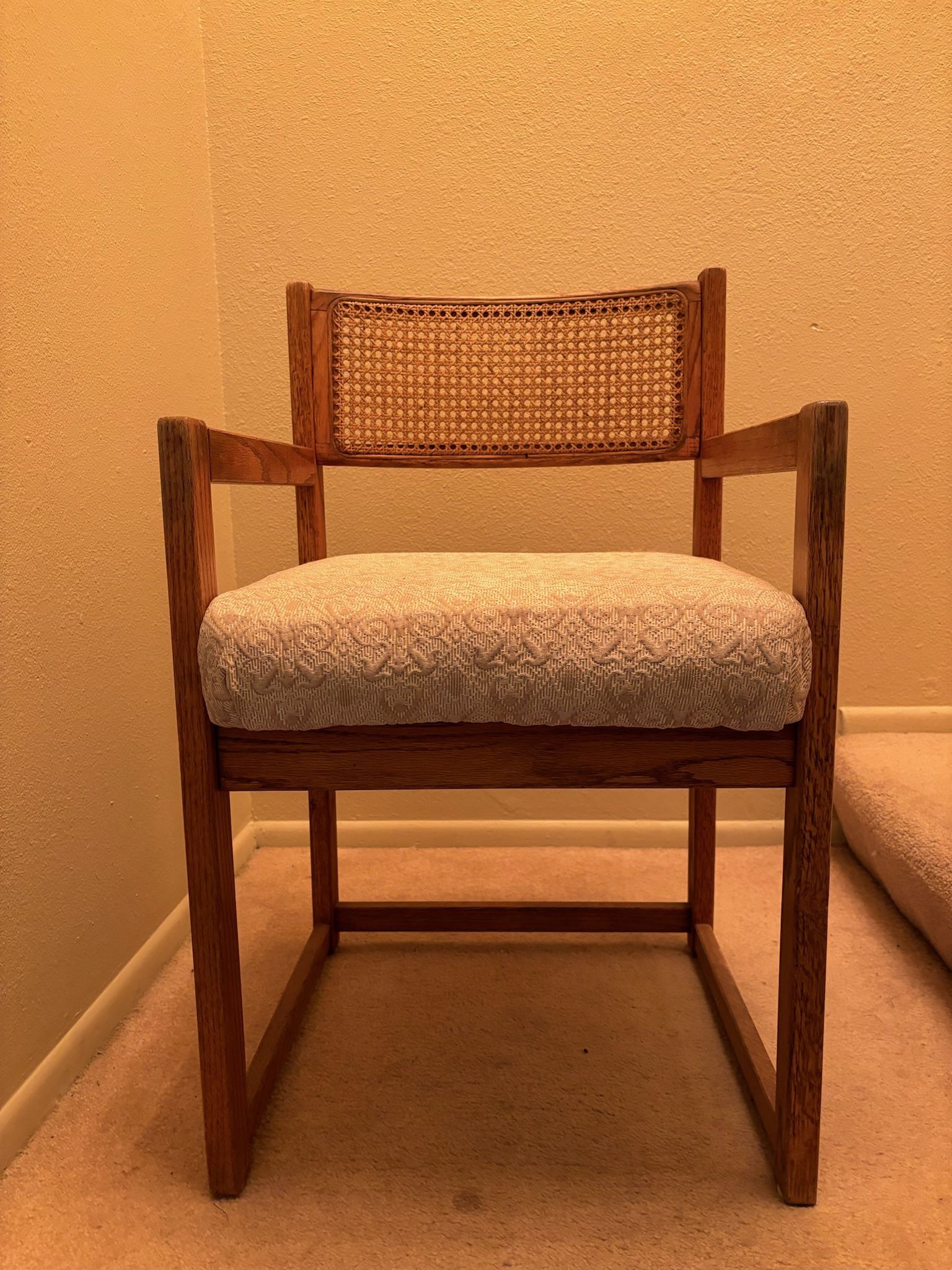 2 Vintage Wood Chairs w/ Cane Backing
