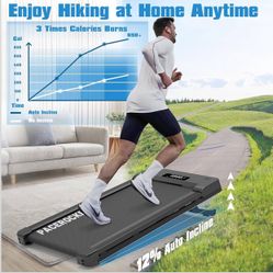 Walking Pad Treadmill with 12% 9-Level Auto Incline, 450 lbs Capacity Bluetooth Speaker Under Desk Treadmills for Home Hiking, 5 MPH