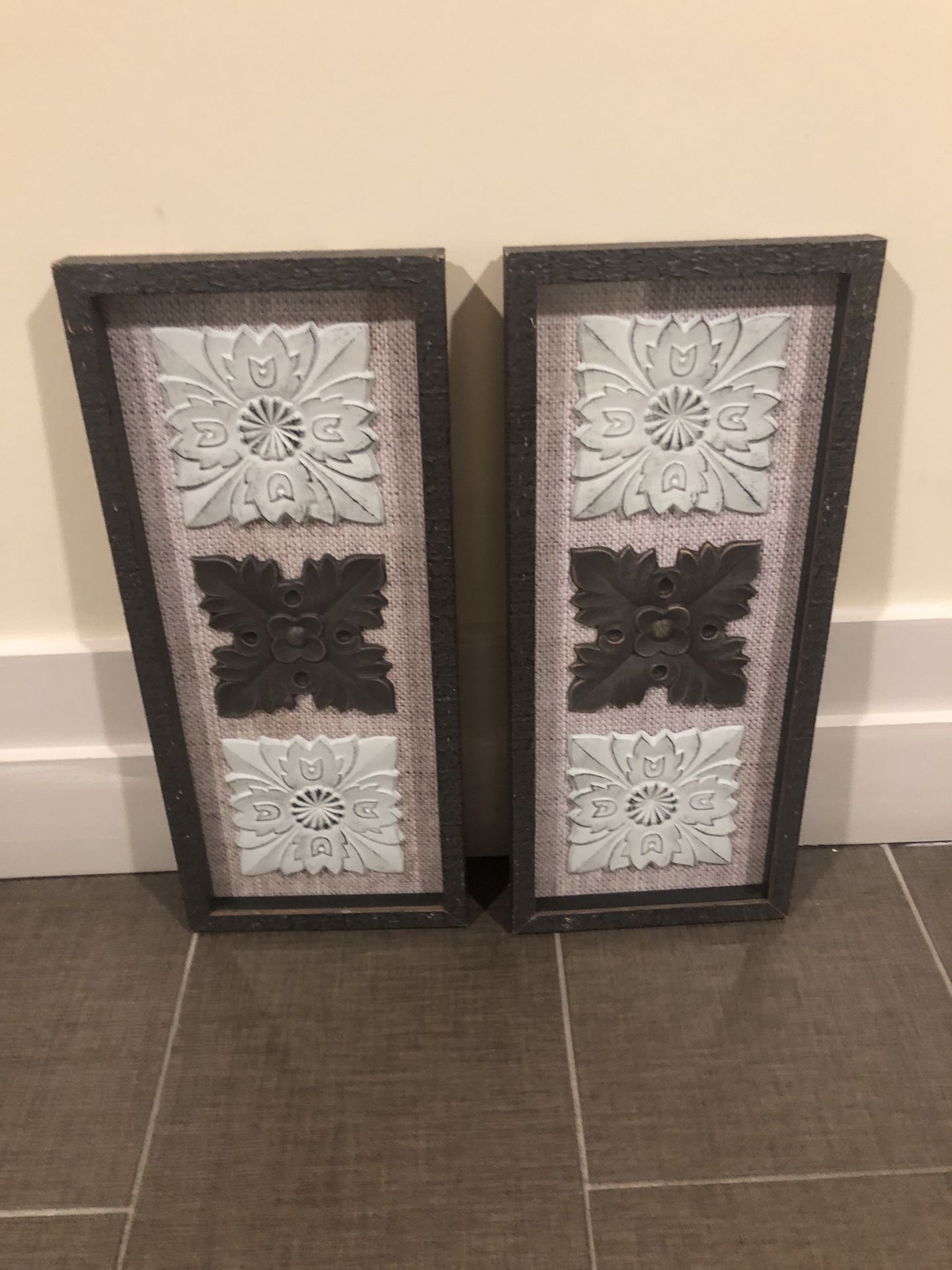 12X36 Triple Medallion Framed Art x2