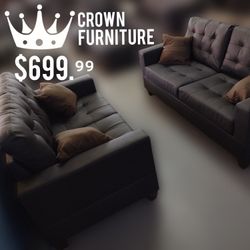 Espresso Sofa & Loveseat 