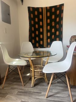 Rattan & Glass Table & Chairs