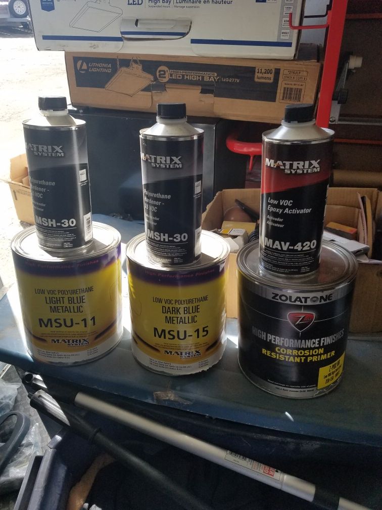 Matrix dark blue gallon paint Matrix light blue paint and epoxy primer sealer know the place in town