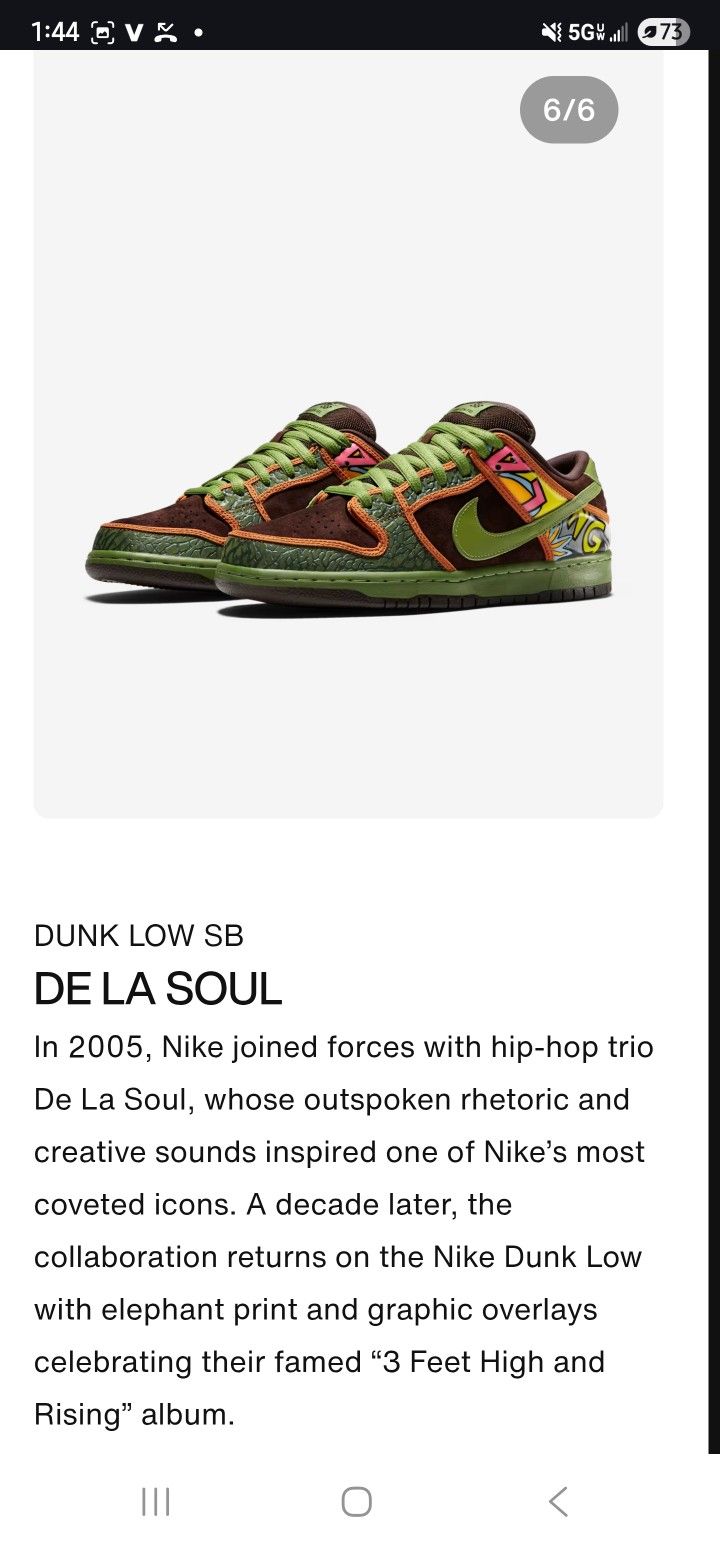 DE LA SOUL NIKE DUNK LOW SB Sz.10 Men's