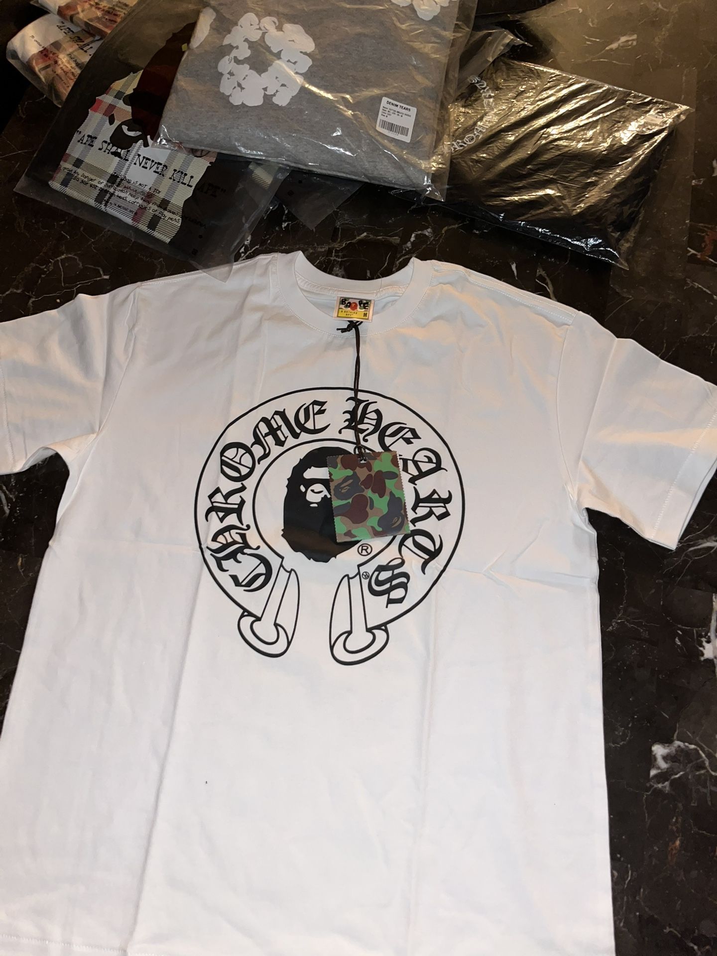 MEDIUM BAPE X CHROMEHEART WHITE T SHIRT