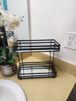MINERAL HOUSE DESIGN - 2TIER VANITY CHROME MIRROR SHELF -- BLACK