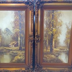 2 Late 1800s Early 1900s Paintings Landscape Signed James 19" X 31