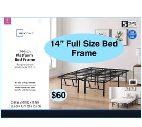 14” Quad Fold Full Size Steel Metal Bed Frame , Mattress not Included   • Box Spring Free Direct mattress placement, no box spring needed. Fast Tool-F