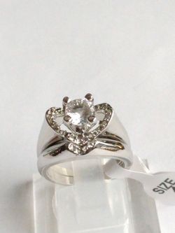 Heart shape CZ. Engagement Ring set