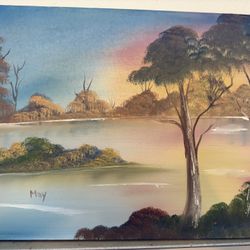 Original Oil Landscape Bob Ross Style Painting