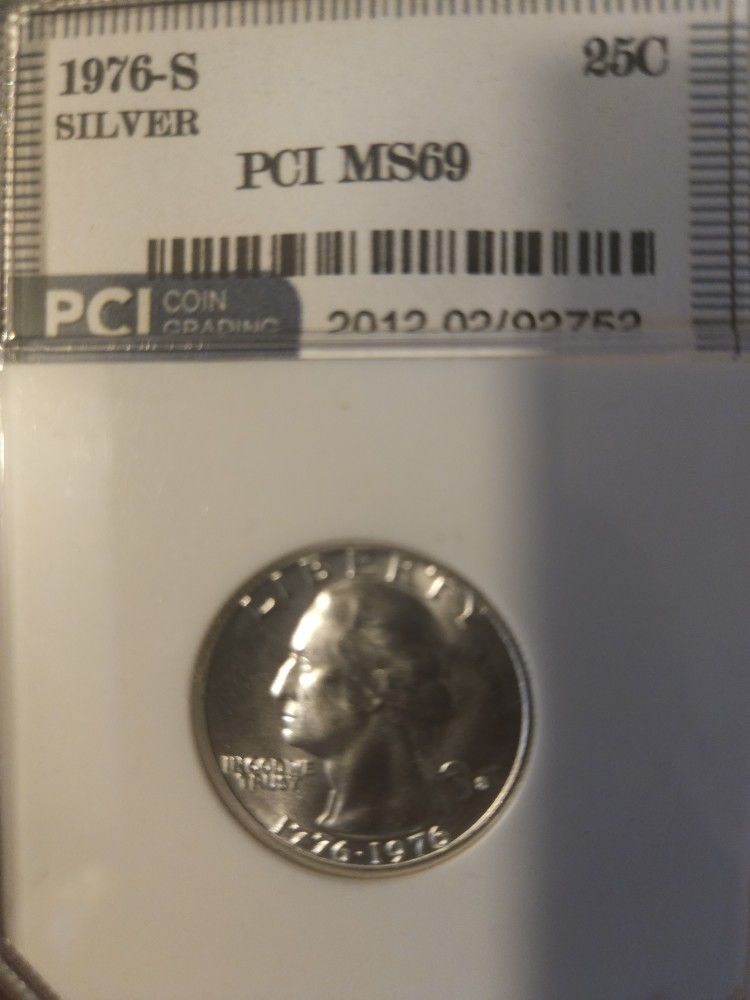 1976-S Silver Washington Quarter - PCI MS69