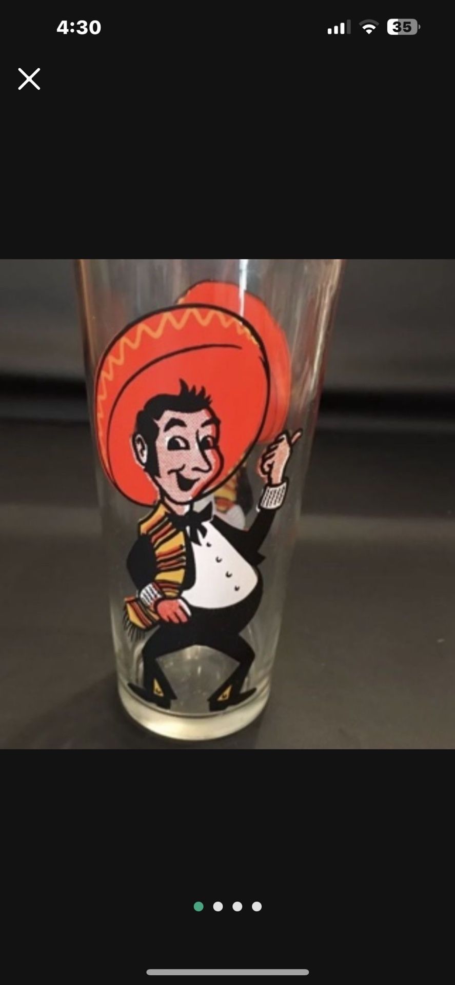 Poncho 1975 Pepsi 16oz Brockway Collectors Glass