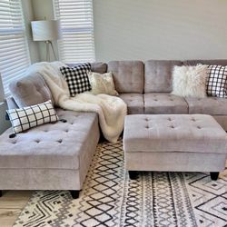 Brand new sectional couch with storage ottoman 