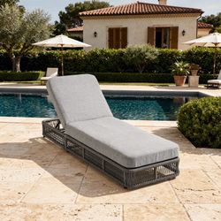 DREAMSIDEA Outdoor Chaise Lounge with Woven Rope, 5-Position Adjustable Patio Reclining Chaise, Breathable Poolside Sun Lounger with Thick Cushion for