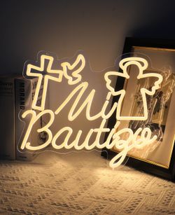 AceList Mi Bautizo Neon Sign, Baptism Decor LED, For Boy & Girl