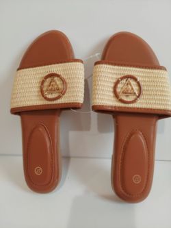Woven Strap Slide Sandals Size 37