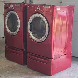 Red Front Loader Washer And Dryer