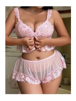 2 piece lingerie heart lace mesh set