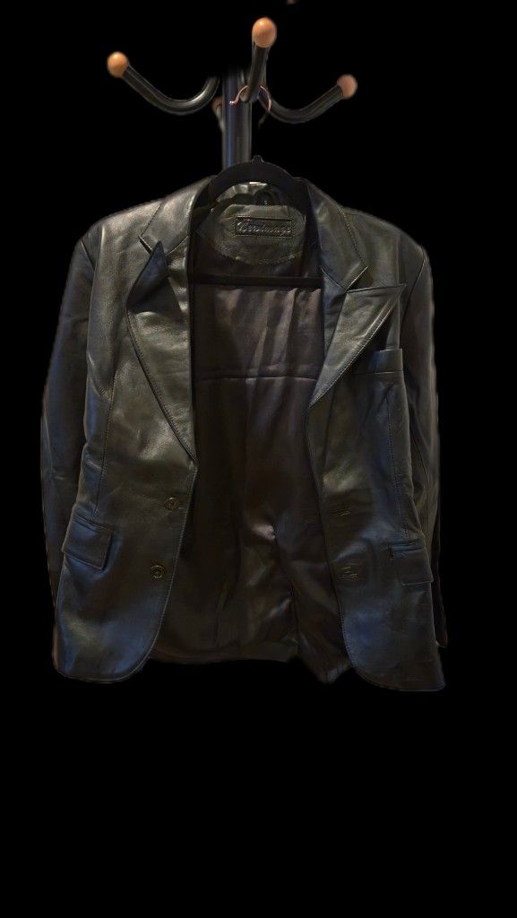 Small Unisex Newimage Black Leather Jacket