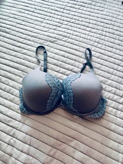 Blue-Gray Lace Trim Push-Up Bra