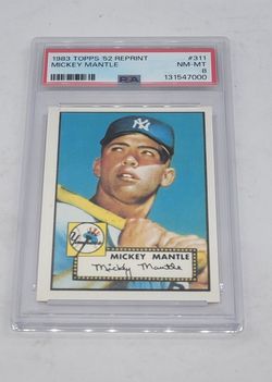 1983 Topps 1952 Licensed Re Print Series Mickey Mantle #311 PSA 8 NM-MT Card New