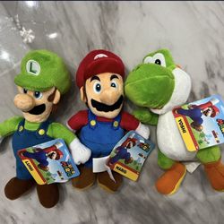 Super Mario, Luigi and Yoshi Plush 8inch