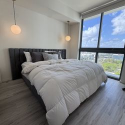 Floating Queen Bed Frame (dark grey)