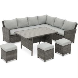 New 7 Piece Outdoor Dining Set. Grey / Durable Wicker/All Weather. 94x73x30H. Free Delivery!