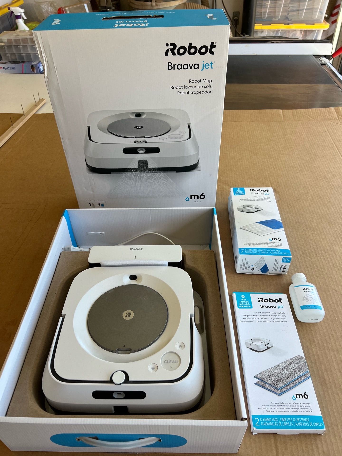 Like New Robot Mop Bravada Jet M6 and Cleaning Fluid, and New Pads