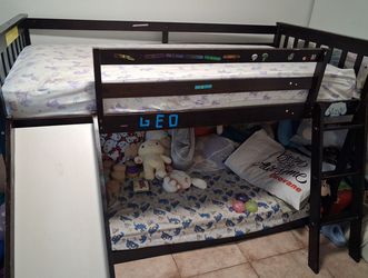 Twin bunk bed with twin bottom bunk + slide