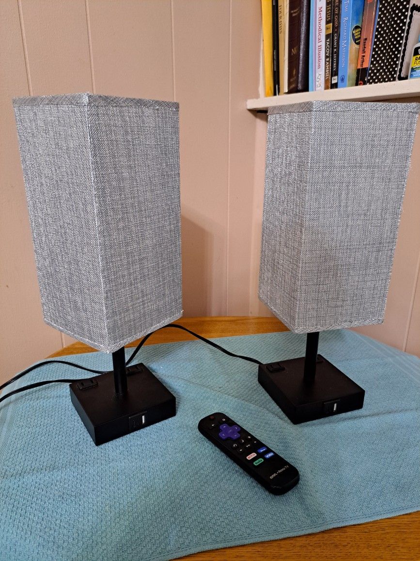Pair of Dimable Touch Lamps w USB C& A Power Outlets.