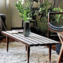 Mid Century Slatted Bench Style Coffee Table