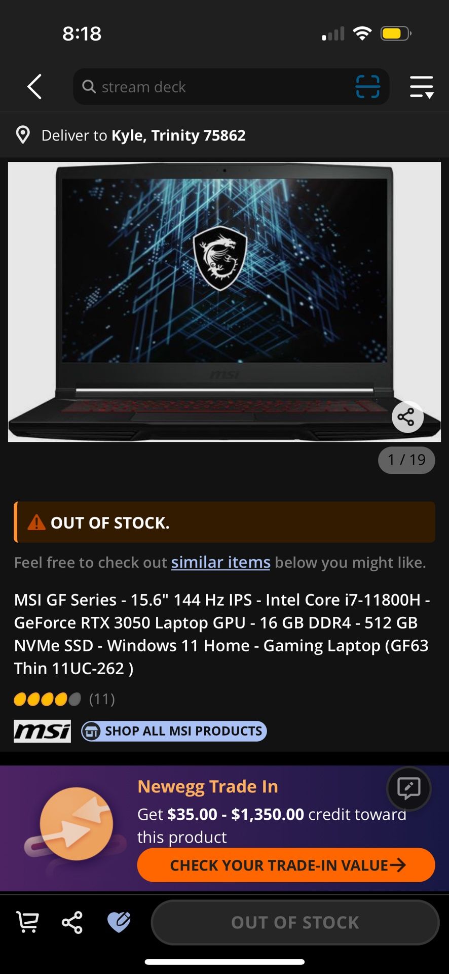 MSI gaming Laptop