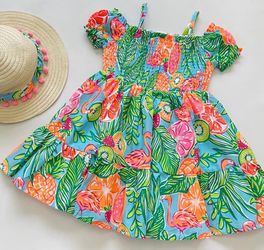 C&C California Vibrant Flamingo Kids Dress Sz 7