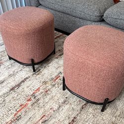 2 Modern footstools salmon color