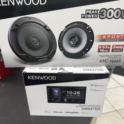 **2) Kenwood package $300**  Title ``` Kenwood DMX4710S Wireless CarPlay + KFC-6966S Speakers Package ```  Body ``` Kenwood DMX4710S Wireless CarPlay 
