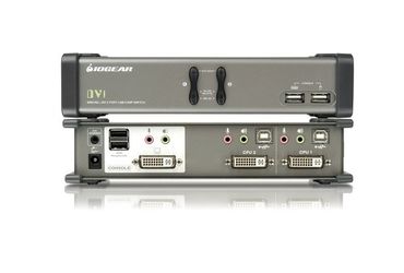 IOGEAR MiniView 2 port DVI KVM & Peripheral Sharing switch with Audio (Cables including ) GCS1762 Brand New